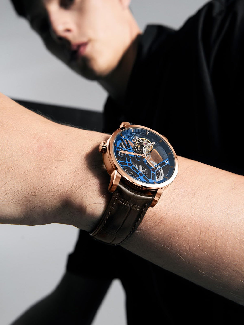 Tourbillon Skeleton Watch – Leather Strap