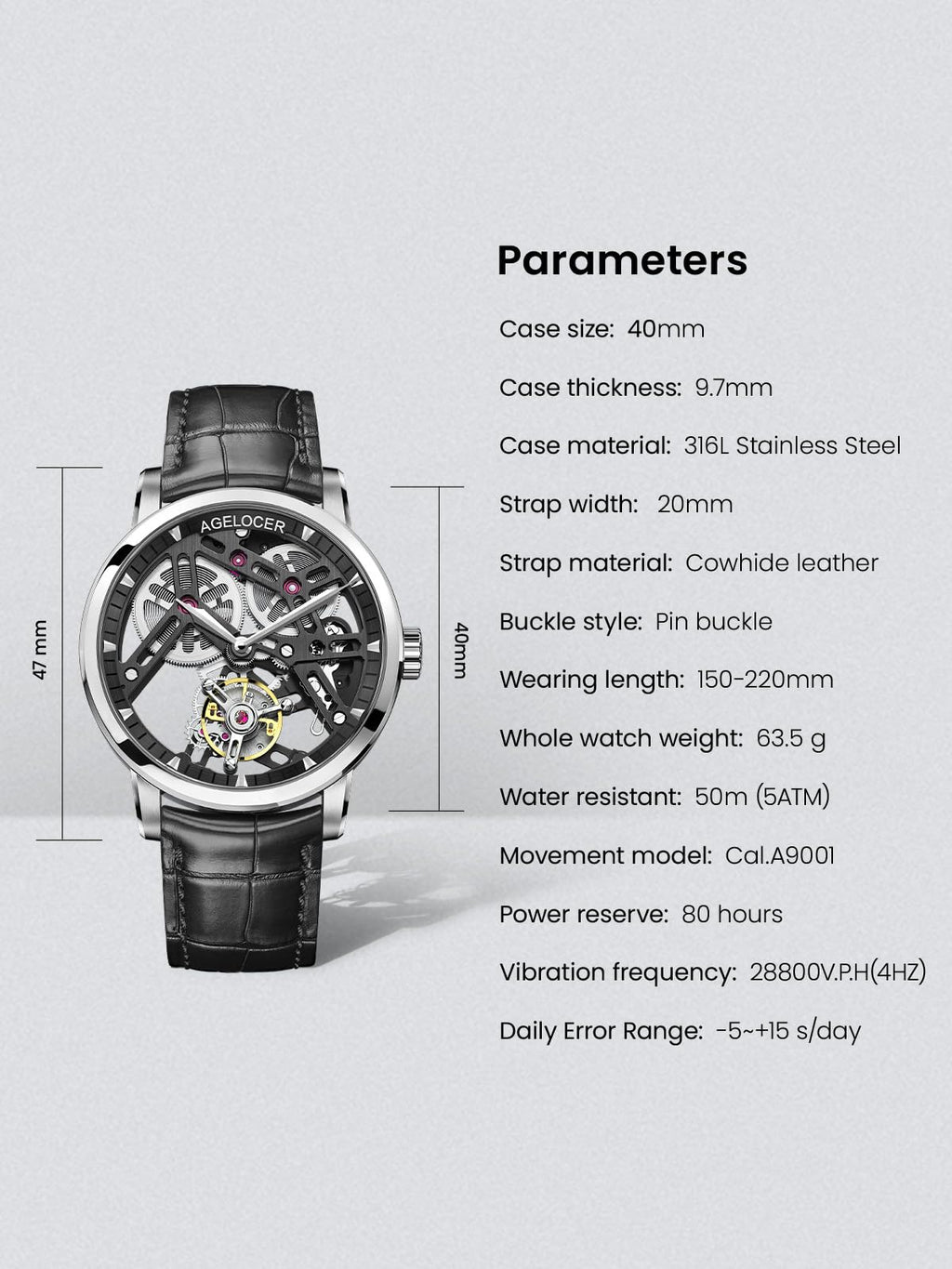 Tourbillon Skeleton Watch – Leather Strap