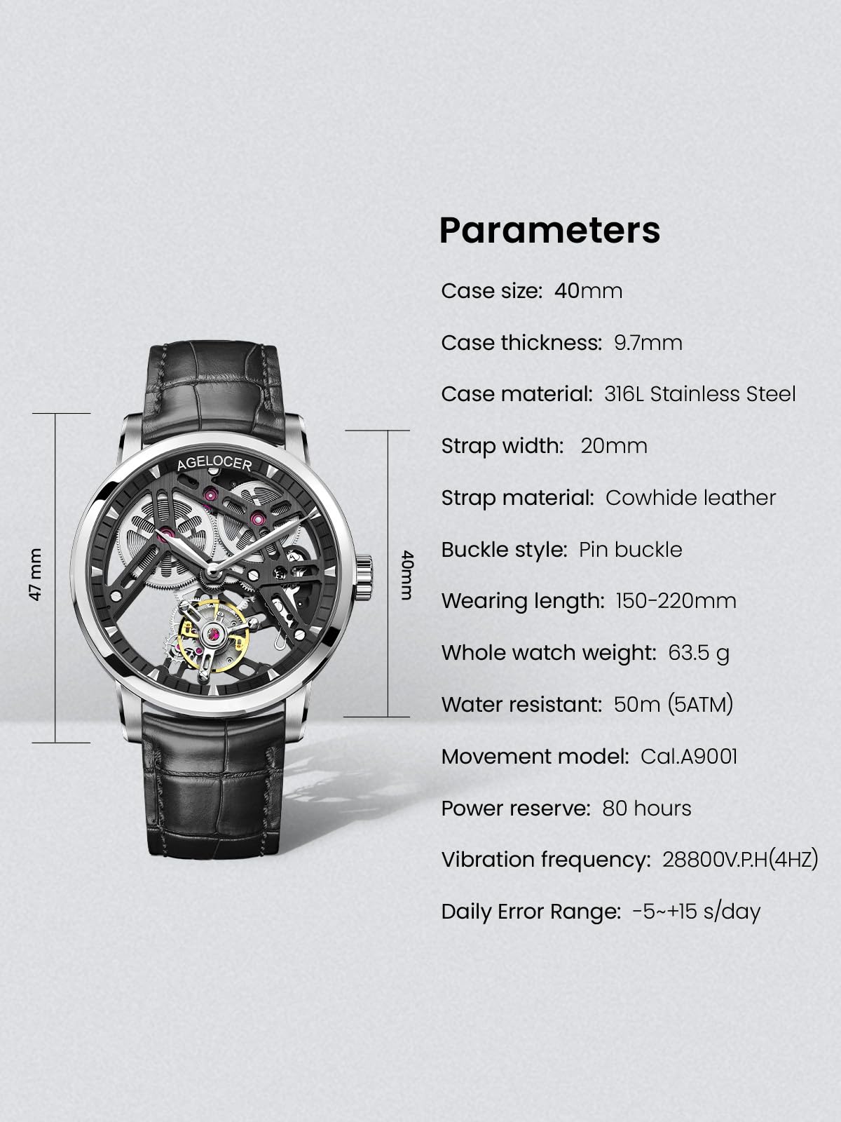 Tourbillon Skeleton Watch – Leather Strap