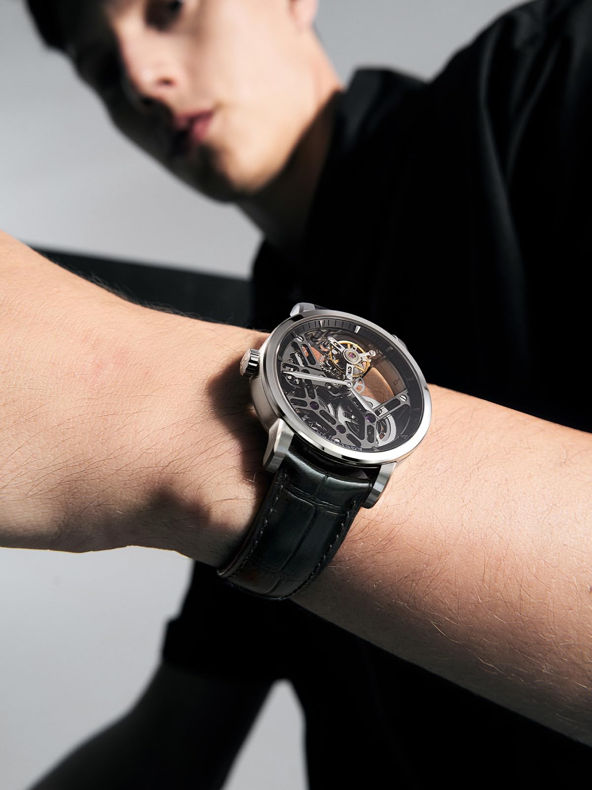 Tourbillon Skeleton Watch – Leather Strap
