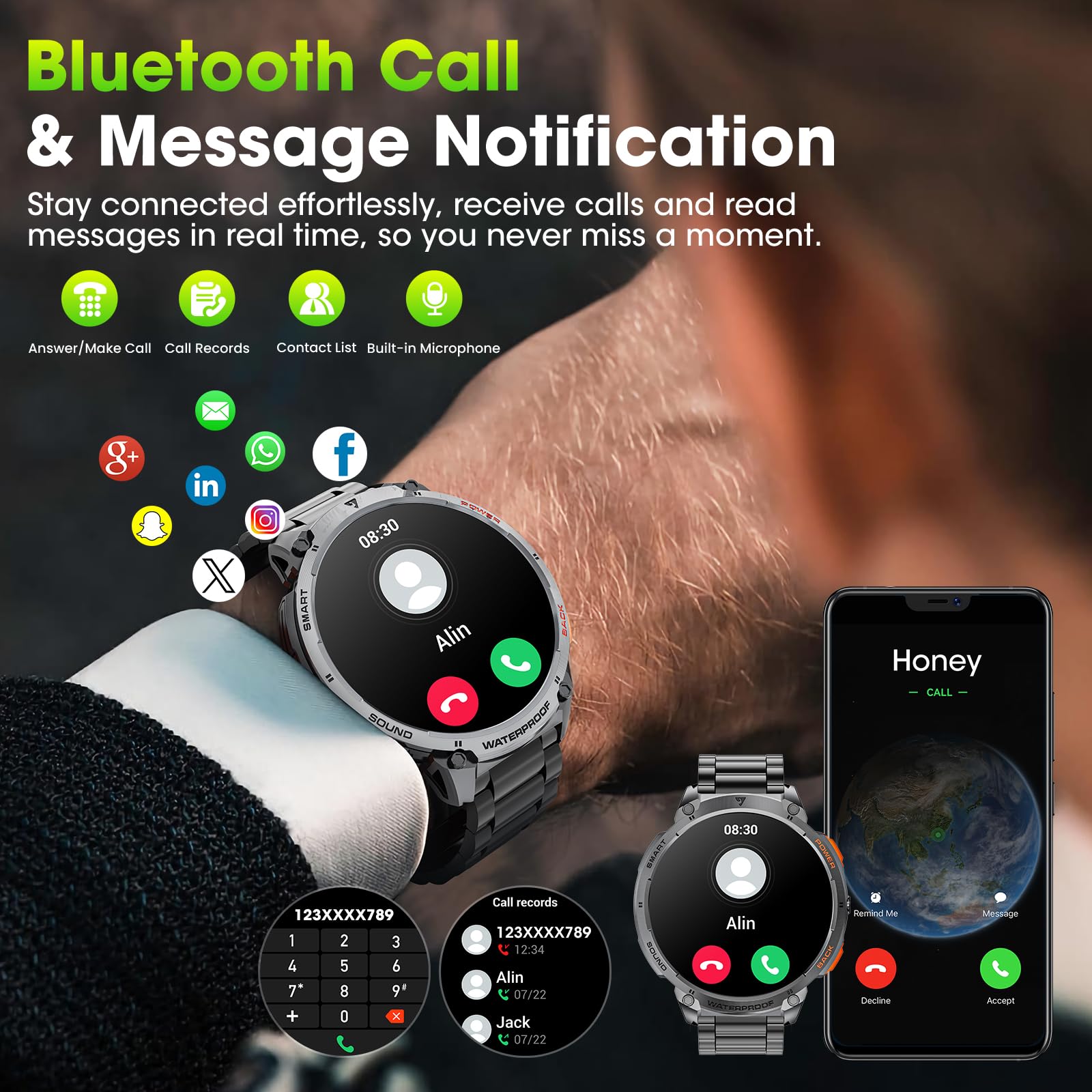 Military Smartwatch – 1.85" HD