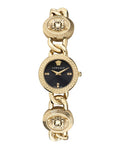 Gold Tone Quartz Watch – Black Dial Women
