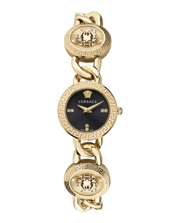 Gold Tone Quartz Watch – Black Dial Women