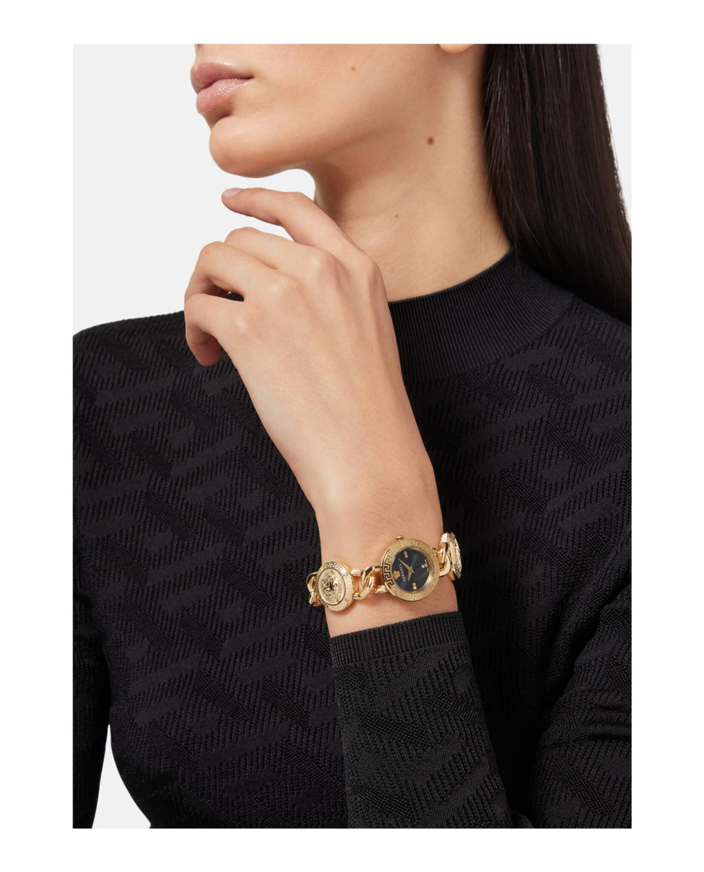 Gold Tone Quartz Watch – Black Dial Women