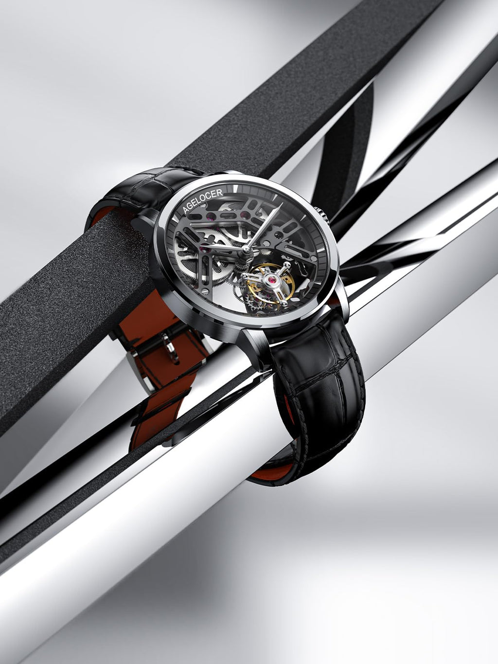 Tourbillon Skeleton Watch – Leather Strap