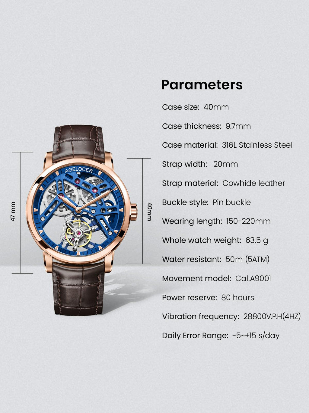 Tourbillon Skeleton Watch – Leather Strap
