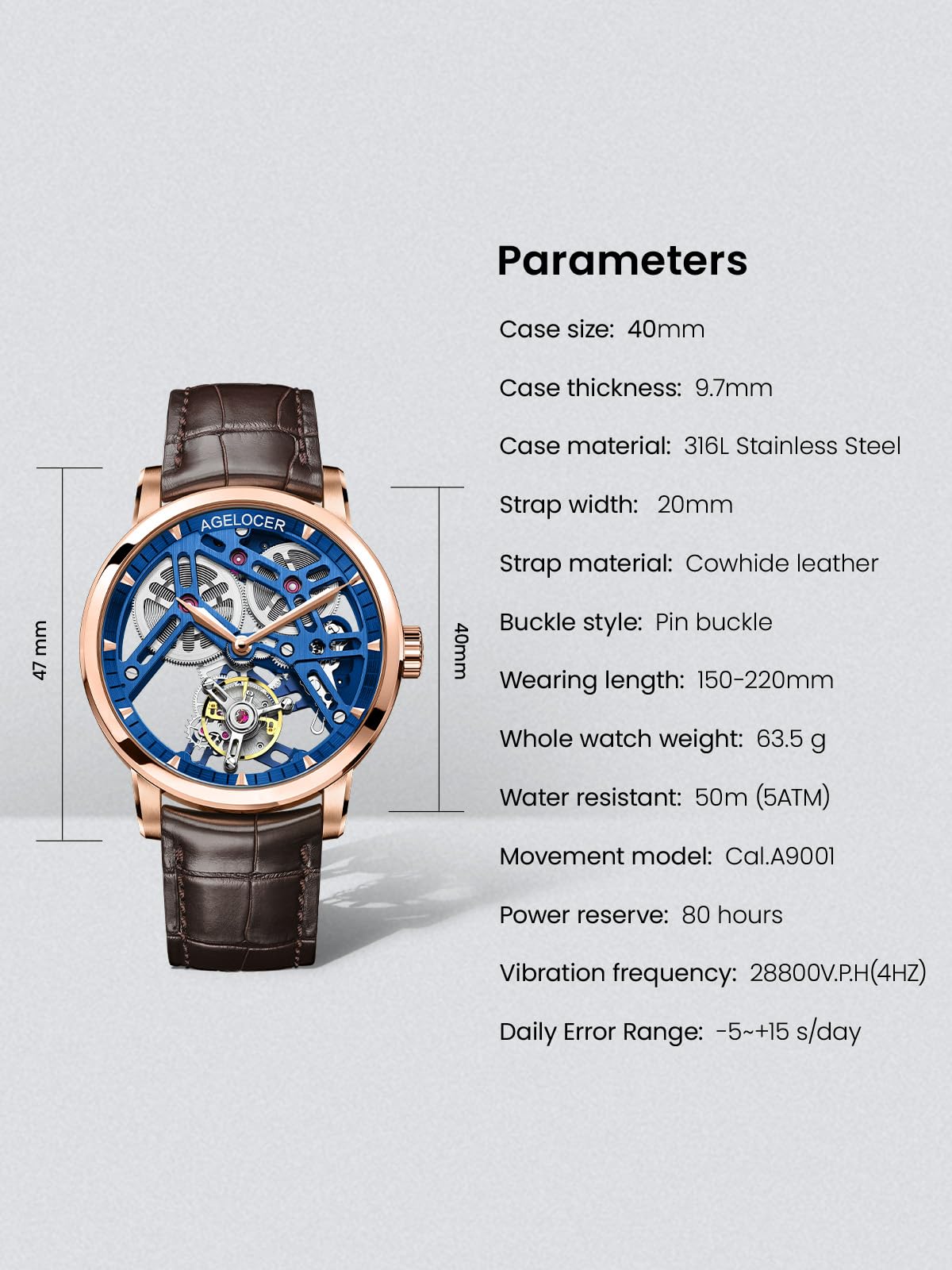 Tourbillon Skeleton Watch – Leather Strap