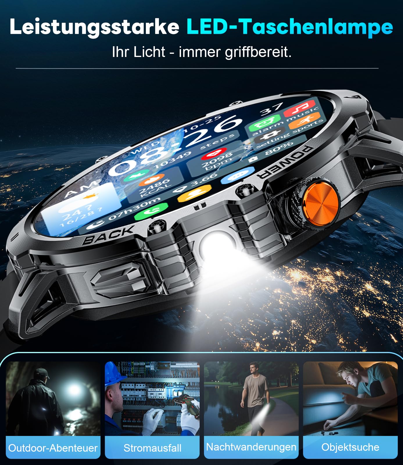 Military Smartwatch – 1.85" HD